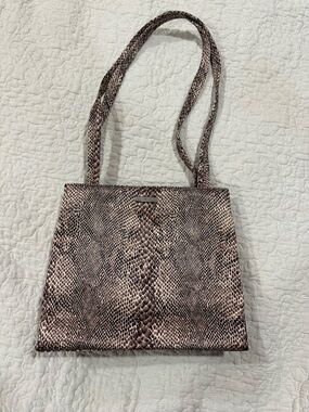 Nine West Snake-Print Shoulder Bag in Brown and Cream